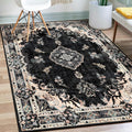 MUJOO Black Rug 3 ft x 5 ft Washable Boho Area Rug - Soft, Non-Slip