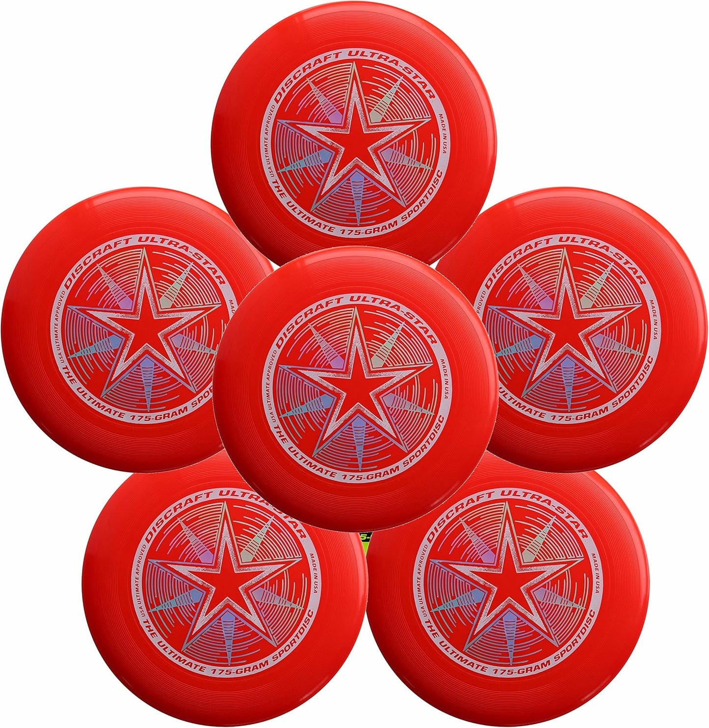 Discraft Ultra-Star 175g Ultimate Frisbee 6 Pack - Bright Red