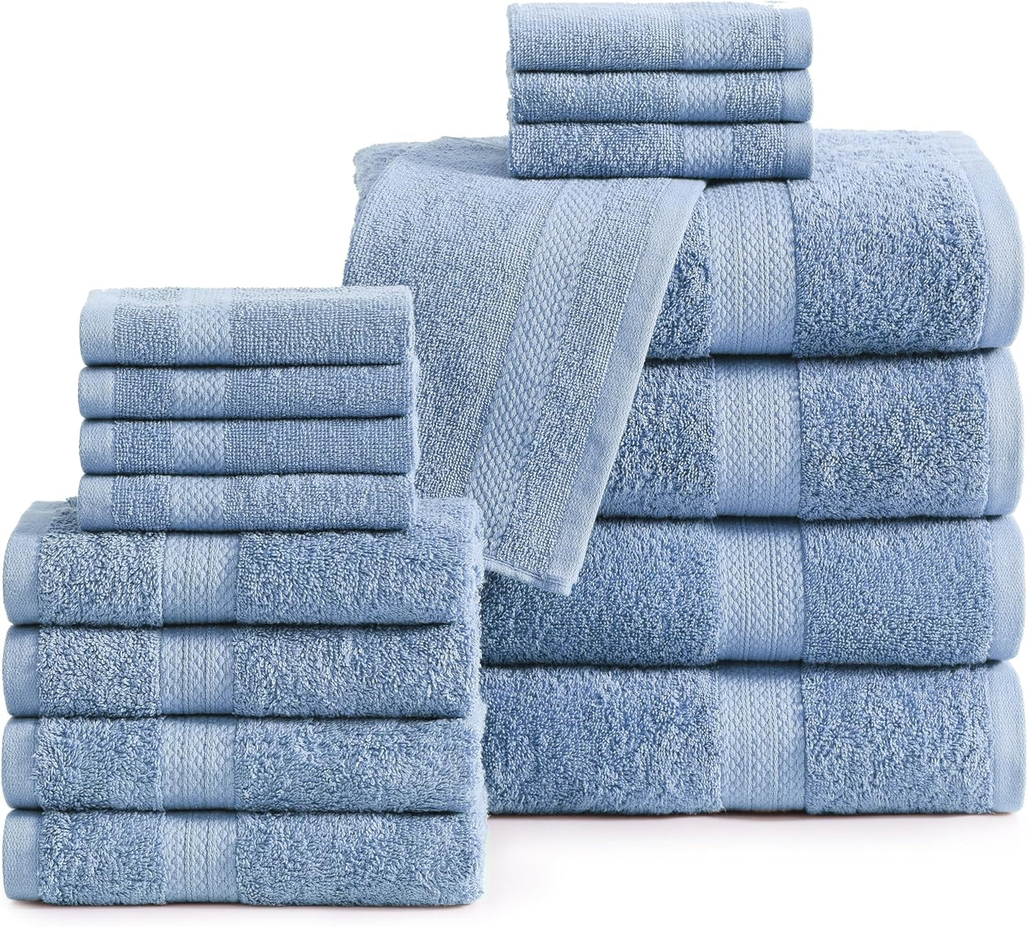 Premium 100% Cotton Bathroom Towels Set - 16 Pieces for Home