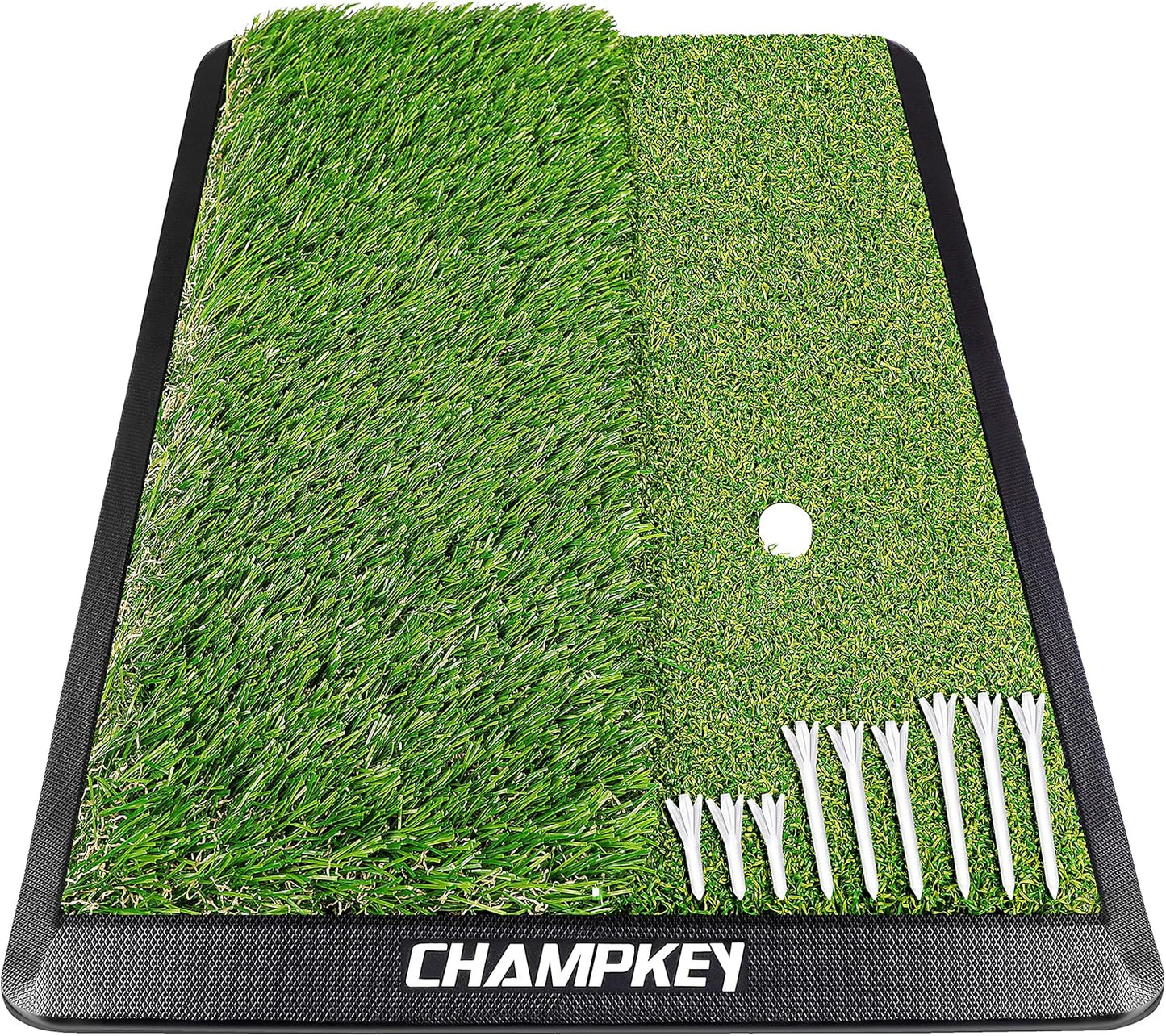 CHAMPKEY Dual-Turf Golf Hitting Mat for Indoor & Outdoor Use