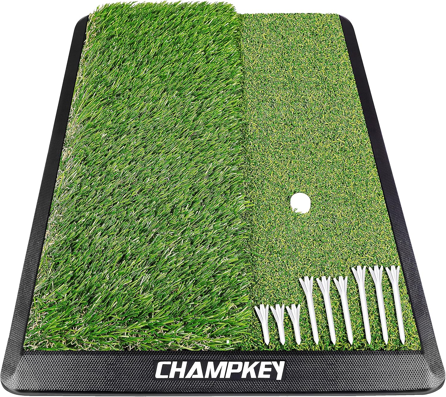 CHAMPKEY Dual-Turf Golf Hitting Mat for Indoor & Outdoor Use