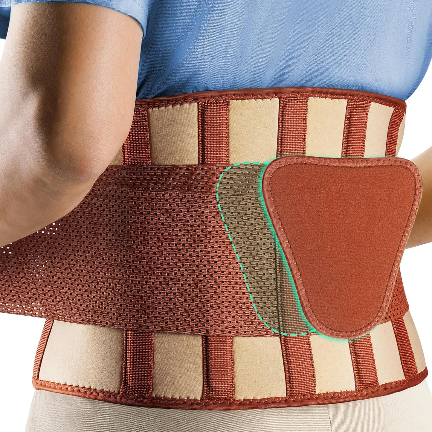 FEATOL Back Brace for Lower Back Pain Relief and Support
