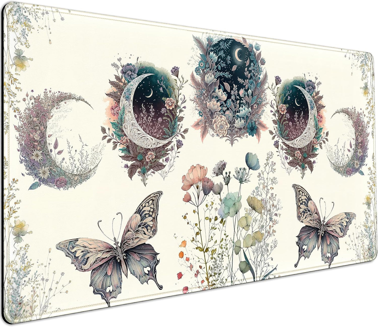 Beige Boho Flowers Desk Mat - XXL Aesthetics Combo! 