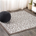 Vintage Filigree Indoor Outdoor Square Area Rug 5X5 - Durable Patio