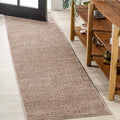 Haze Solid Low-Pile Beige Runner Rug 2x10 - Durable, Pet-Friendly