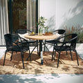 EMMA + OLIVER Set of 4 Rattan Indoor/Outdoor Stack Chairs - Stacking