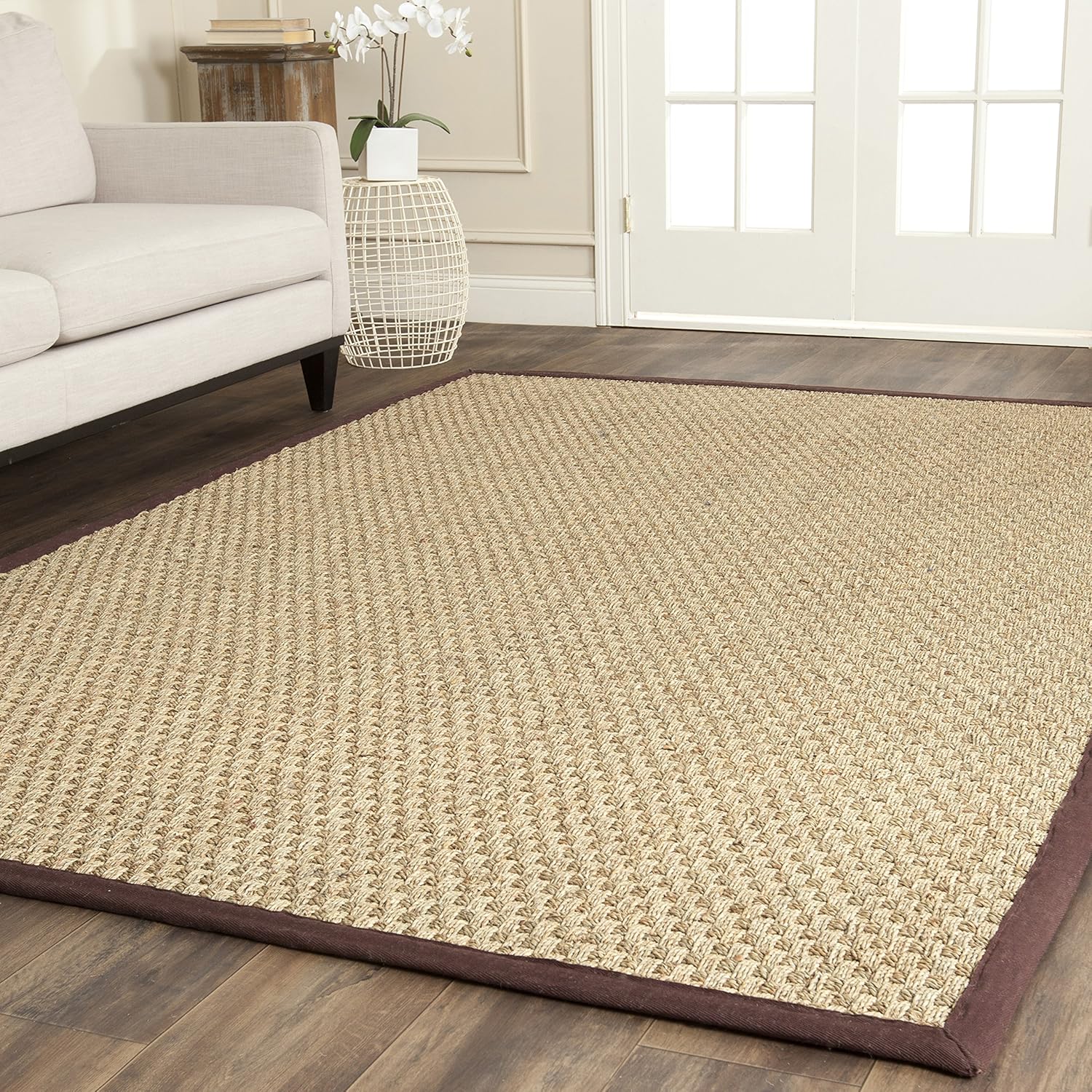 Natural Fiber Area Rug 6x9 - Seagrass Basketweave Design