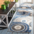 Cabana 2ft 2in x 11ft Grey/Blue Indoor Outdoor Runner - Durable