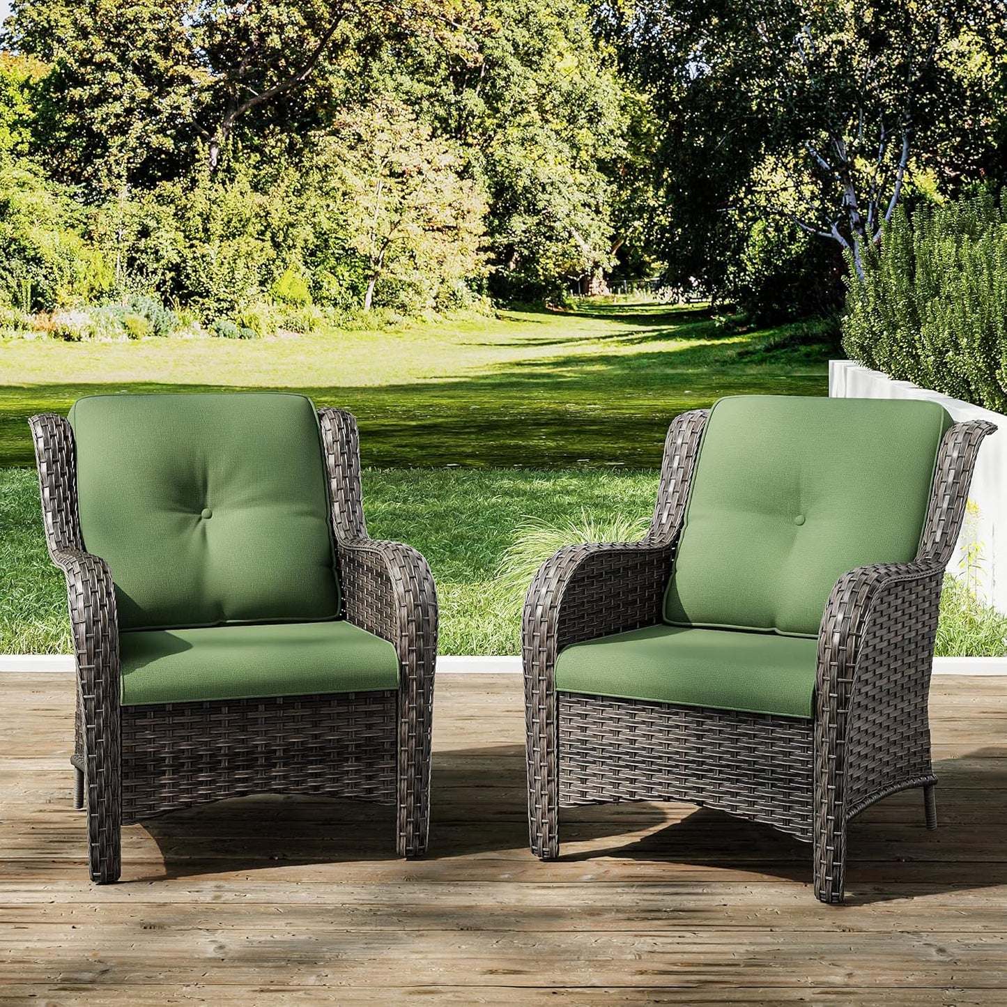 Joyside Outdoor Wicker Chair Set of 2 with Cushions for Patio