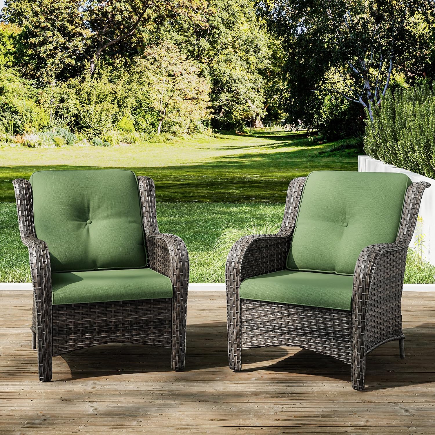 Joyside Outdoor Wicker Chair Set of 2 with Cushions for Patio