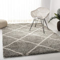 Hudson Shag Area Rug 3ft Square - Plush Grey & Ivory Trellis