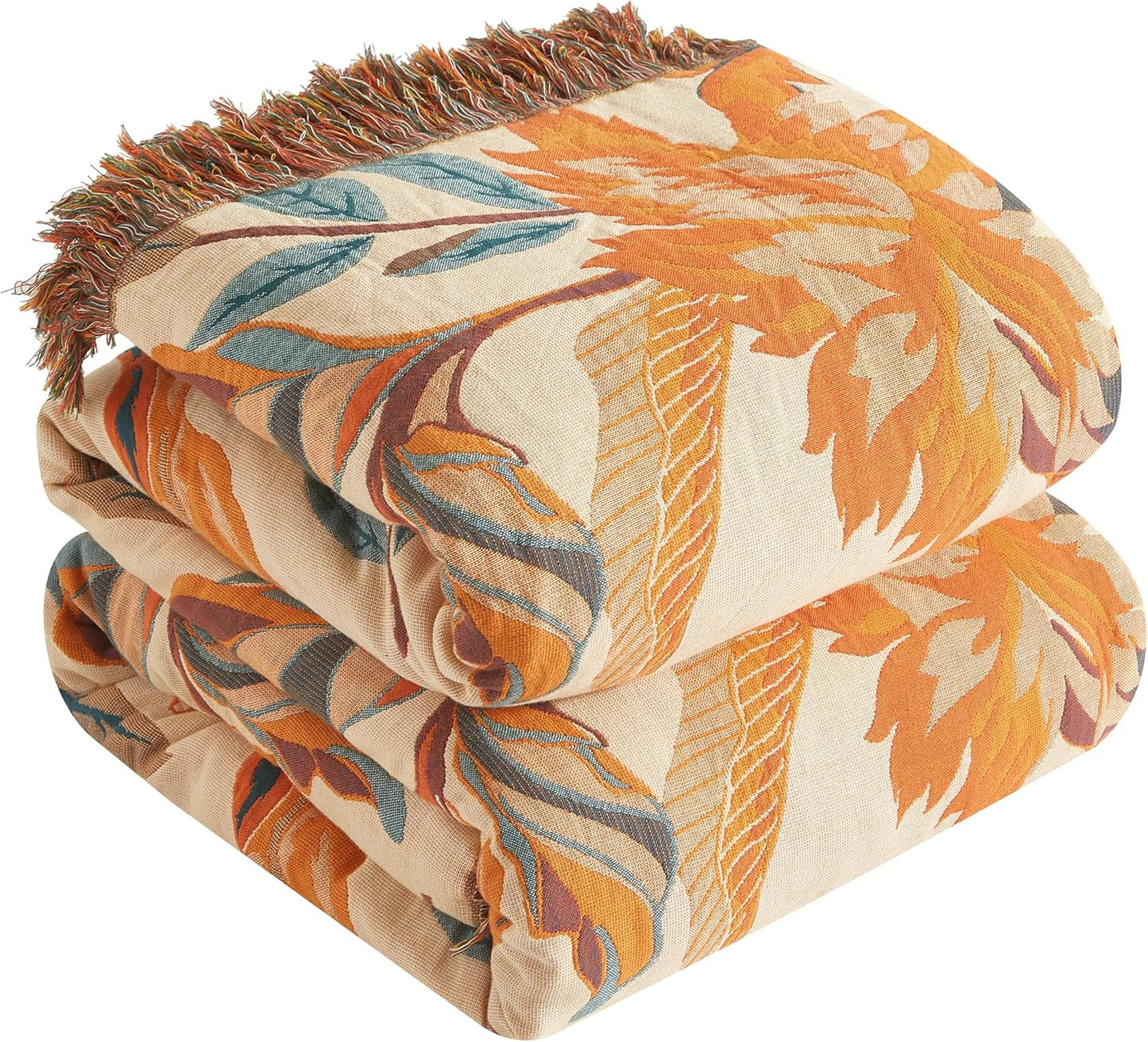 Boho Throw Blanket for Bed 60x80, Ultra Soft Cotton Quilt