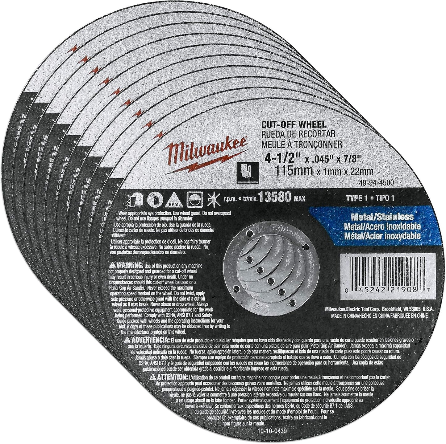 Milwaukee 10 Pack - Aggressive Metal Cutting Wheels for Grinders