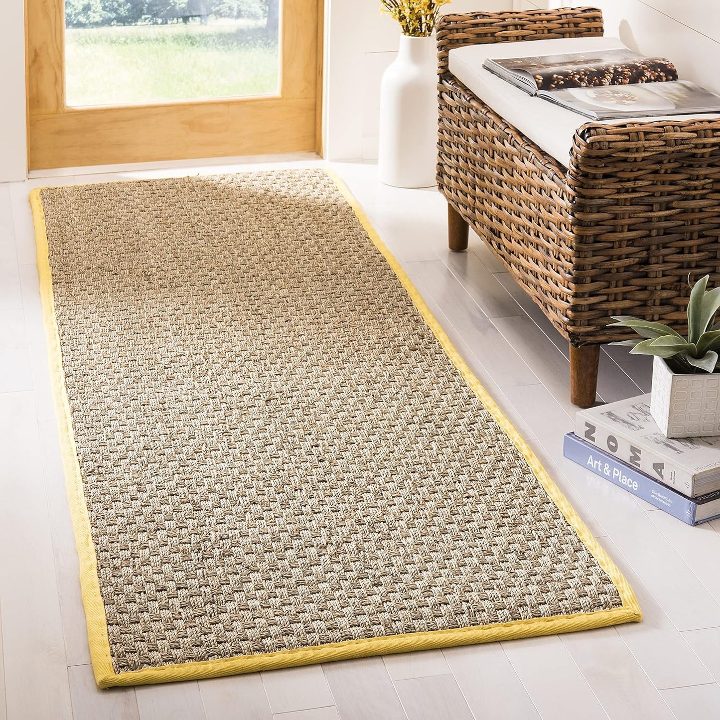Natural Fiber Runner Rug - 2ft 6in x 8ft Seagrass Basketweave