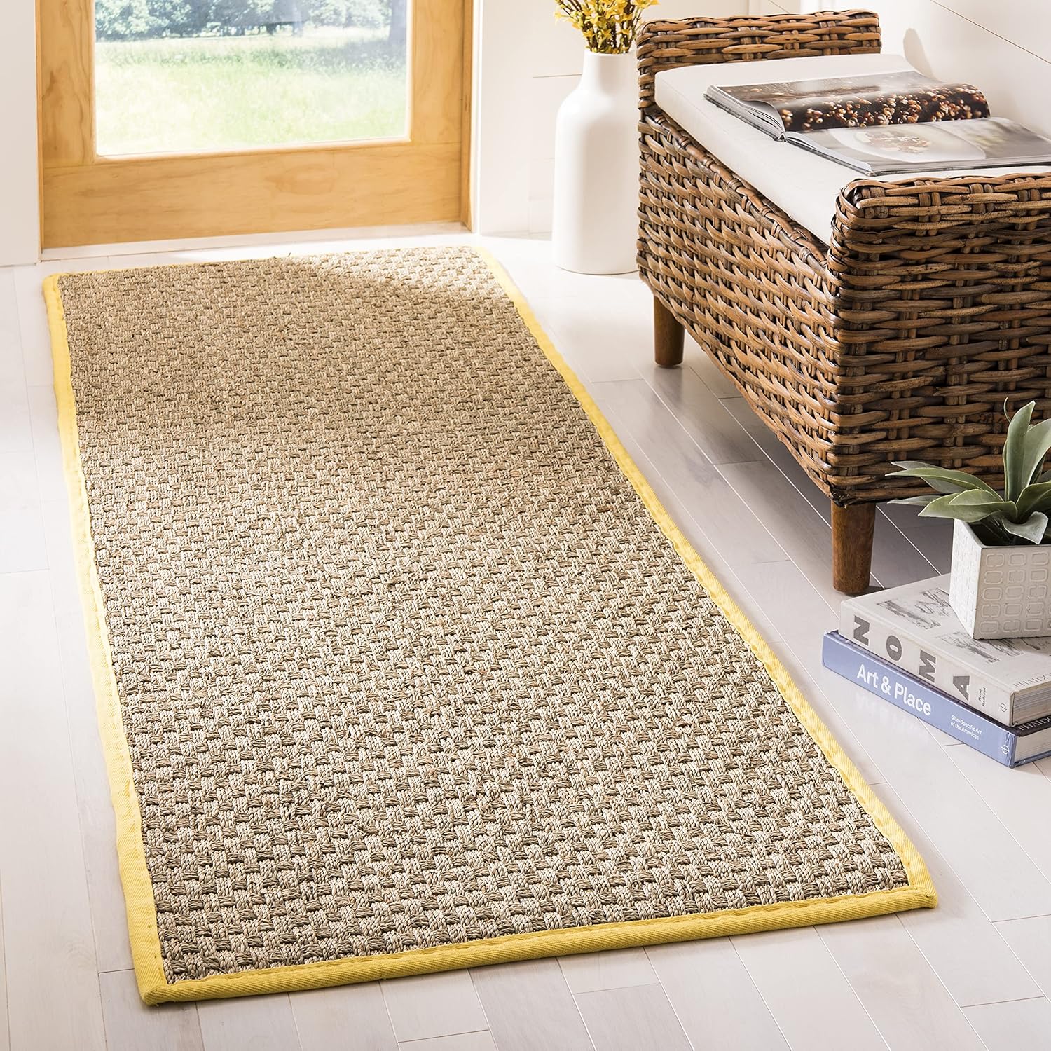 Natural Fiber Runner Rug - 2ft 6in x 8ft Seagrass Basketweave