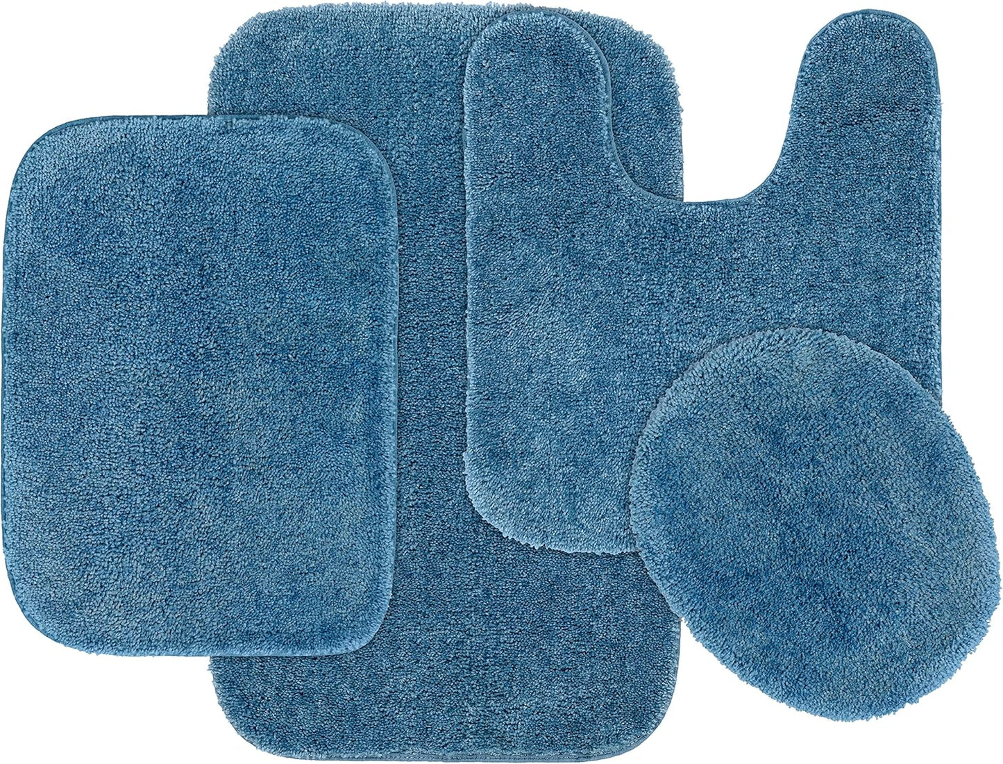 Garland Rug Traditional Nylon Washable Basin Blue 4 Piece Set