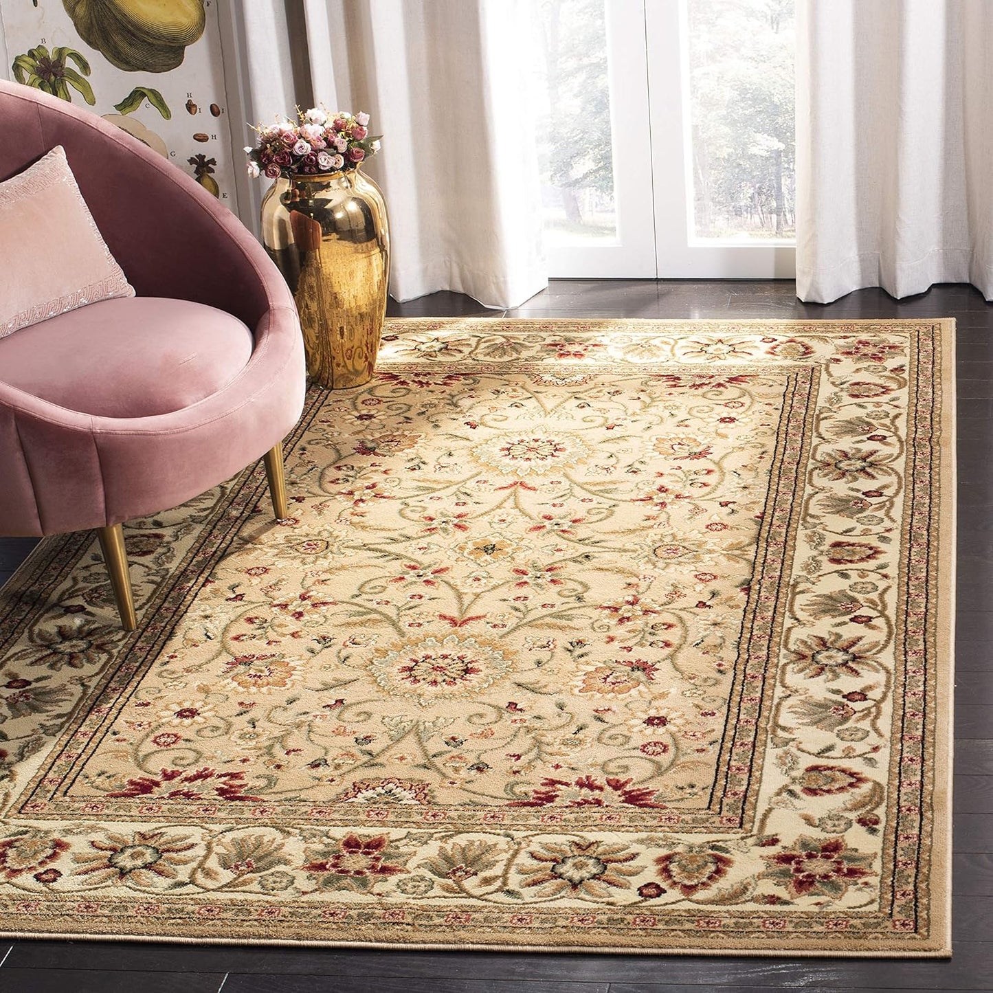 Lyndhurst Collection Area Rug - 6ft x 9ft in Beige & Ivory