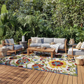 Aloha Indoor/Outdoor Ivory/Multi 12 ft x 15 ft Area Rug - Easy Clean