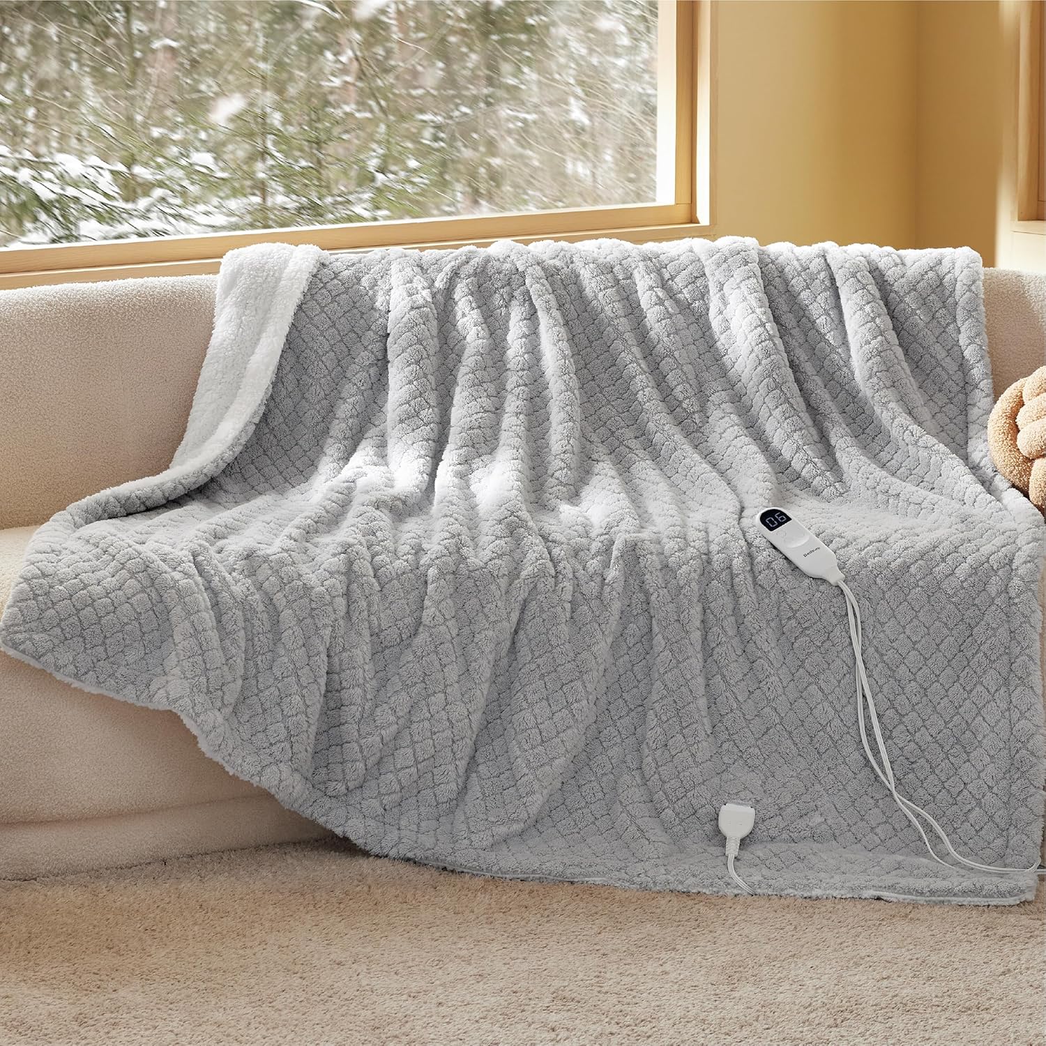Bedsure Electric Blanket Twin - Soft Heated Blanket with Timer