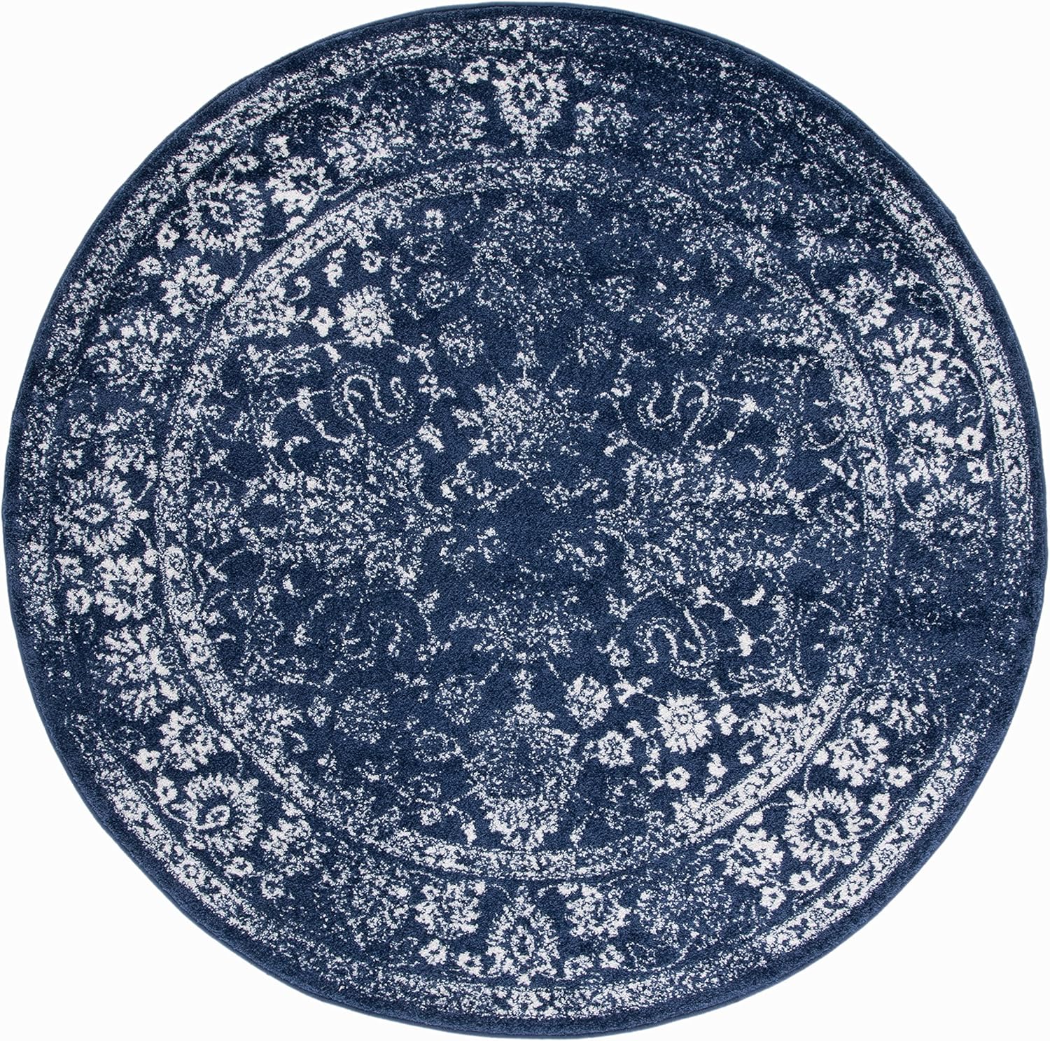 SAFAVIEH Adirondack Area Rug - 6ft7 Round, Navy/Ivory Design