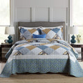 King Size Patchwork Floral Quilted Bedspread Set - Oversized