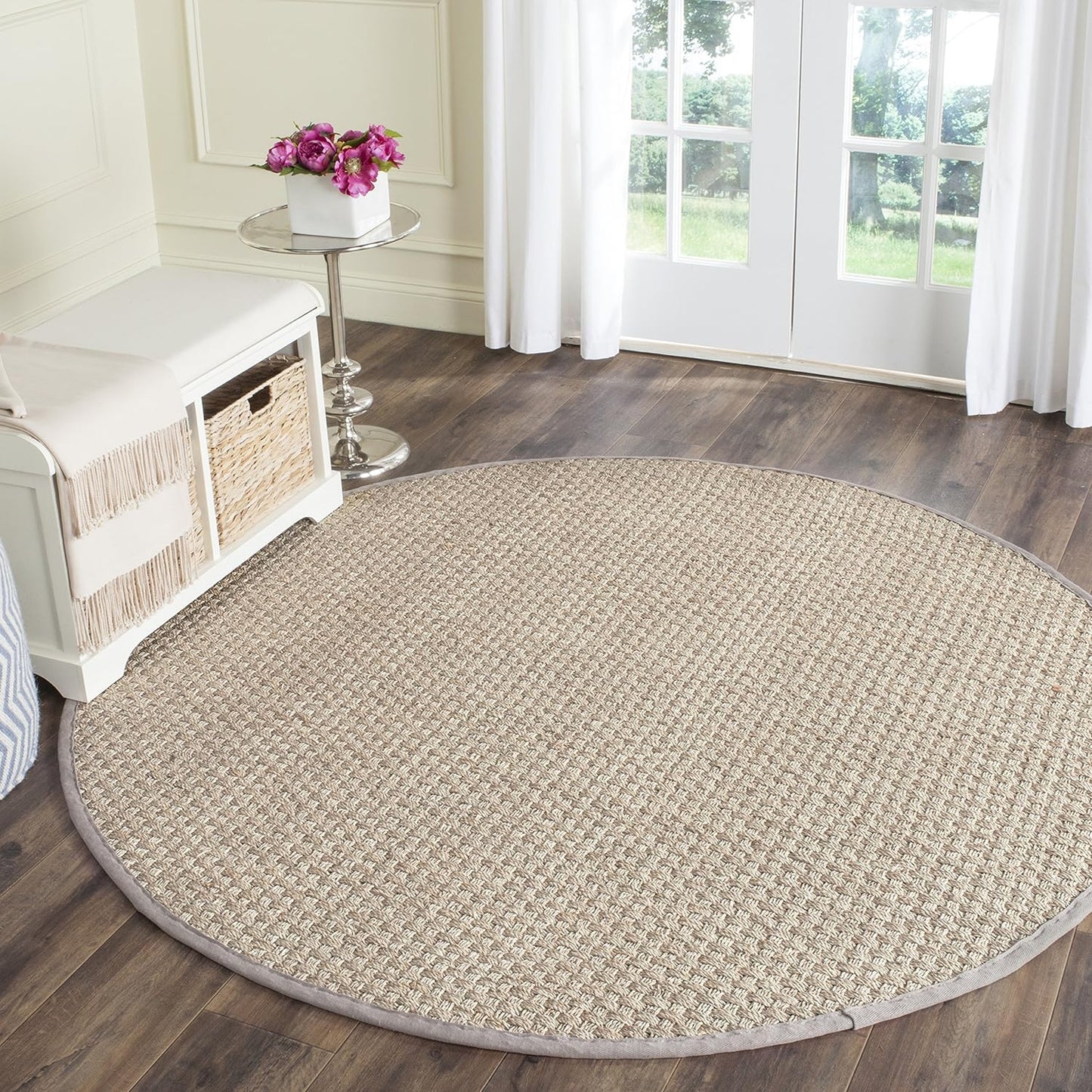 Natural Fiber Area Rug 8ft Round - Seagrass Basketweave Design