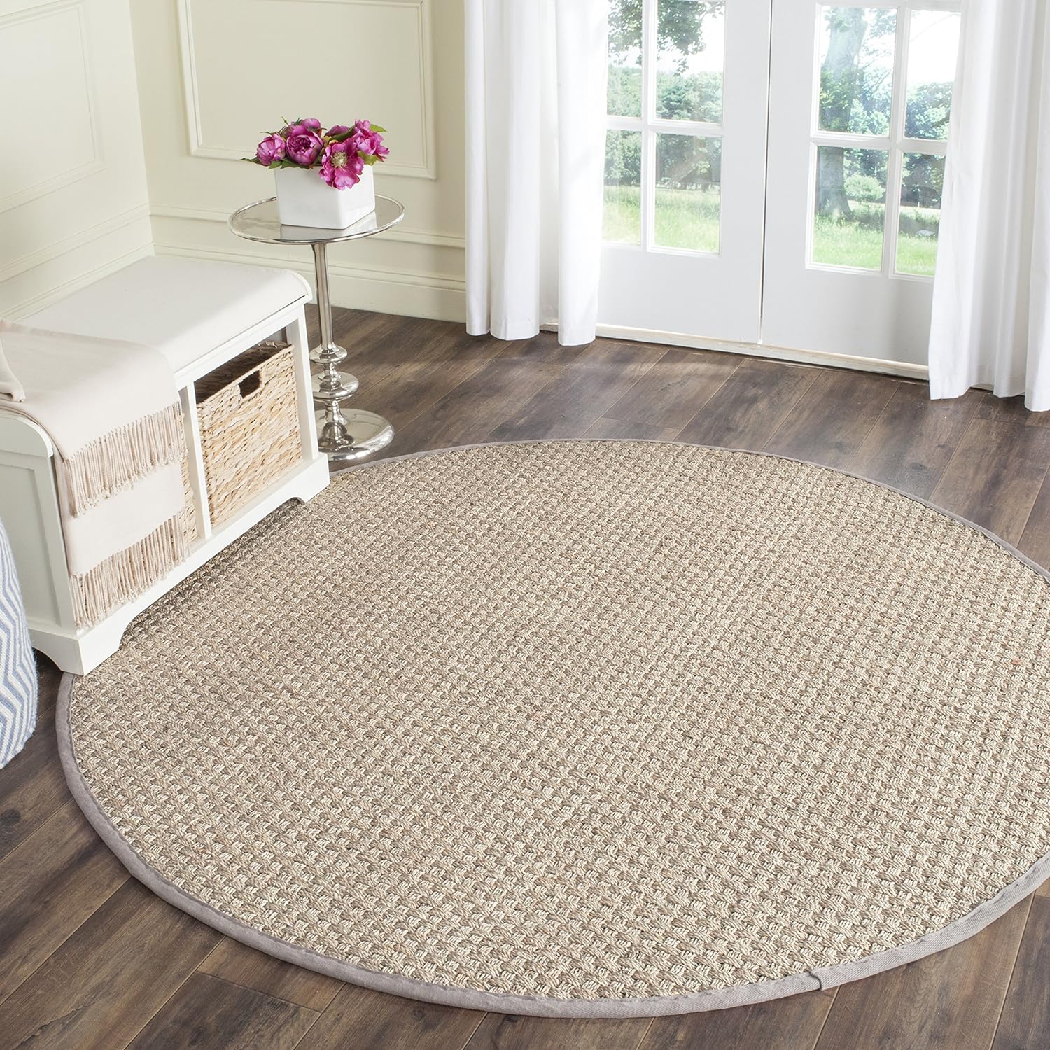 Natural Fiber Area Rug 8ft Round - Seagrass Basketweave Design