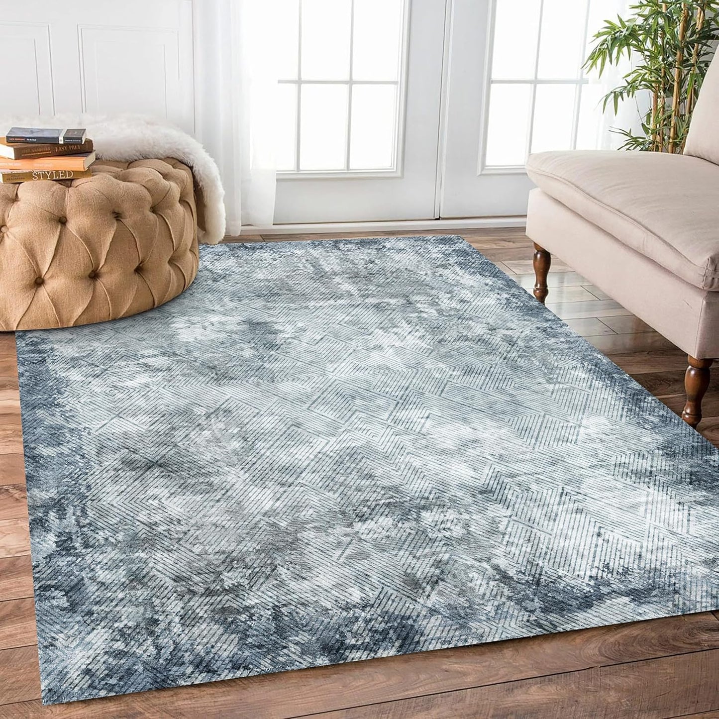 4ft x 6ft Washable Area Rug - Soft Vintage Indoor Carpet