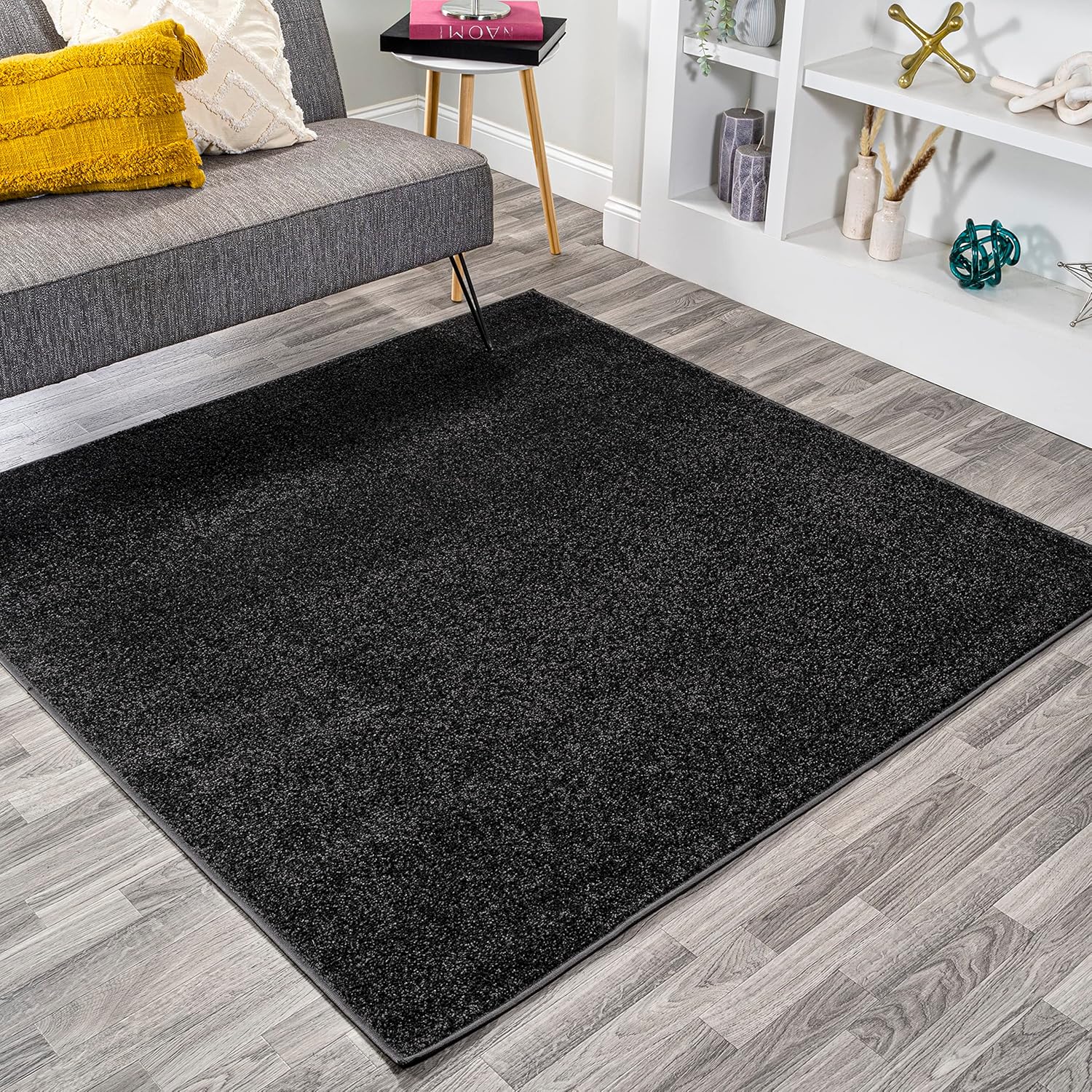 Haze Solid Low-Pile Black 9x9 Square Indoor Area Rug Review