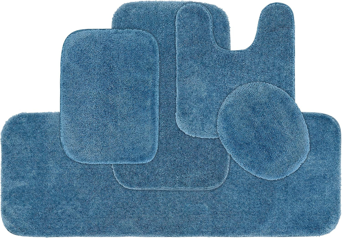 Garland Rug Traditional Nylon Washable Basin Blue 5 Piece Set