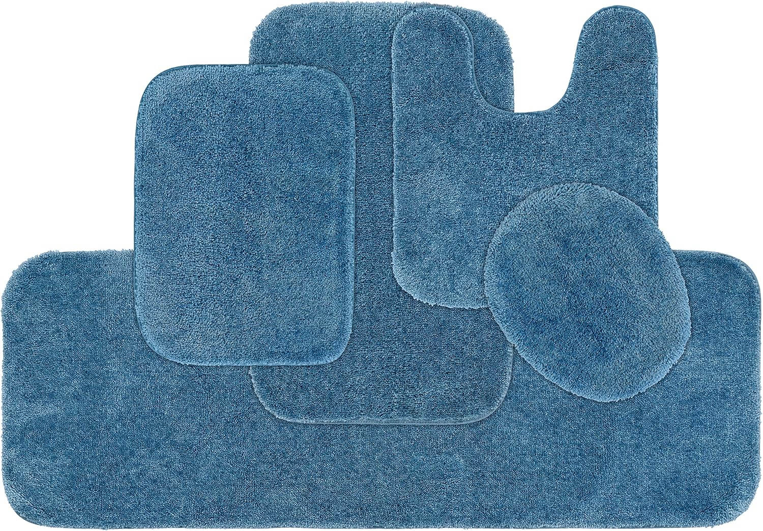 Garland Rug Traditional Nylon Washable Basin Blue 5 Piece Set