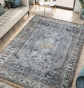 6x9 Rug Machine Washable Area Rug - Low Pile Vintage Design