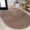 Haze Solid Low-Pile Brown 6x9 Oval Area Rug - Durable, Pet-Friendly