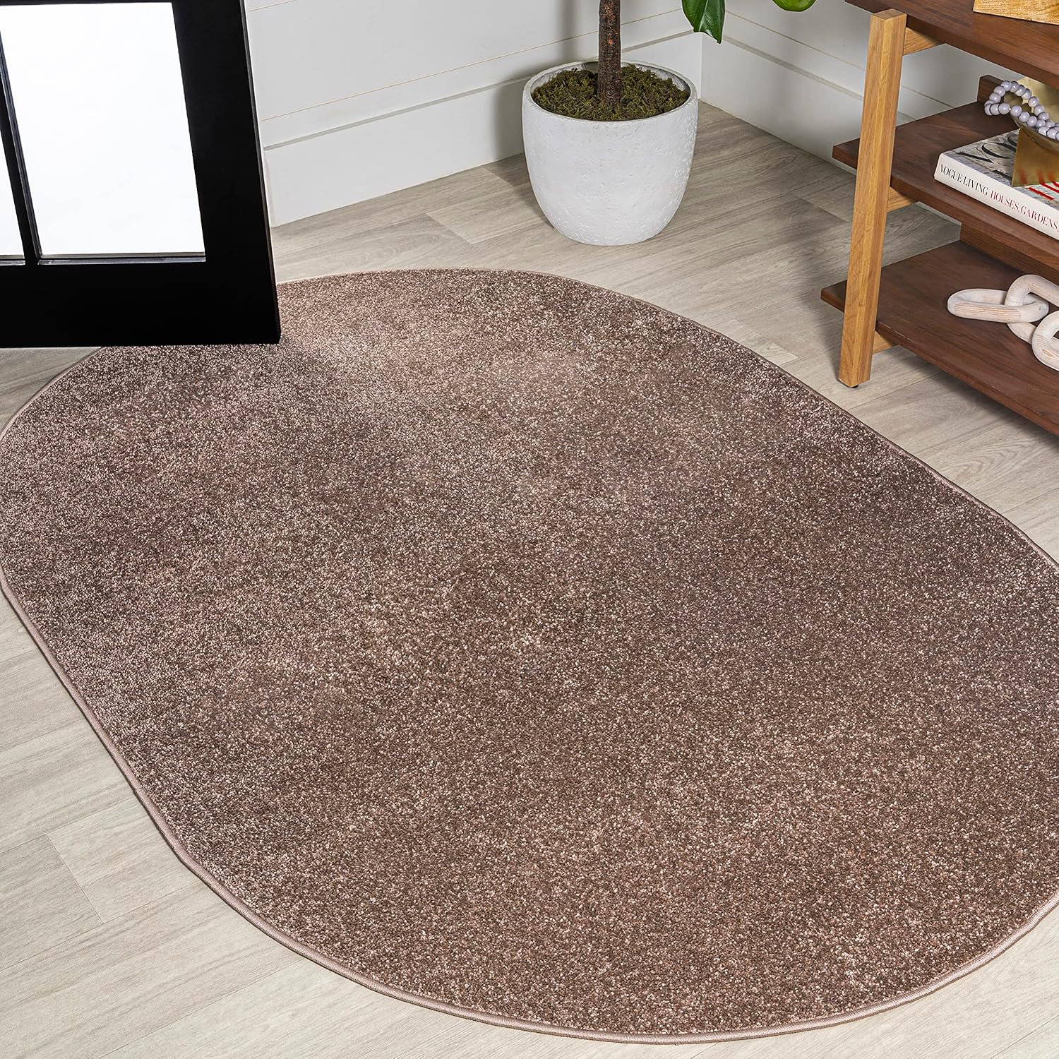 Haze Solid Low-Pile Brown 6x9 Oval Indoor Area Rug Review