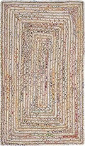Cape Cod Accent Rug 2 ft x 3 ft - Handmade Jute & Cotton Rug