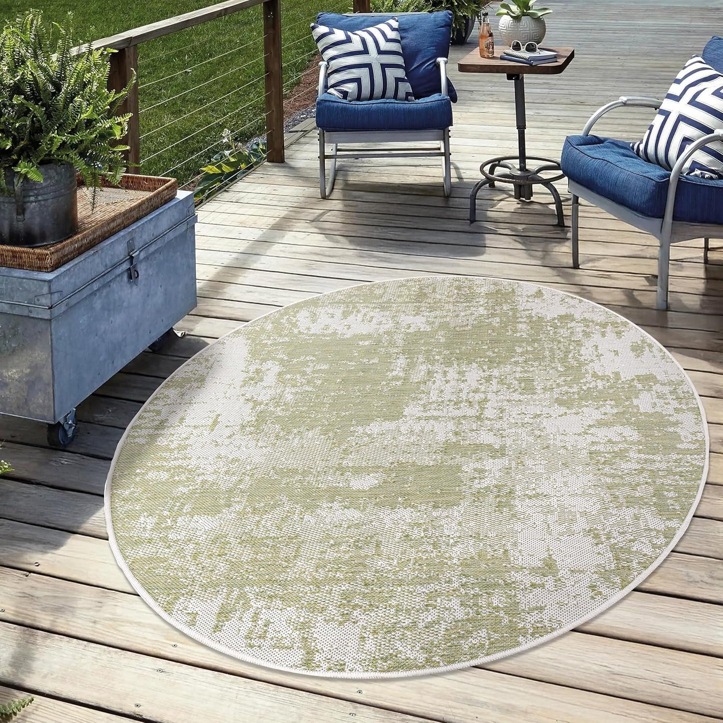 Keen Home Design Terrace Outdoor Round Rug - 5ft Washable Rug