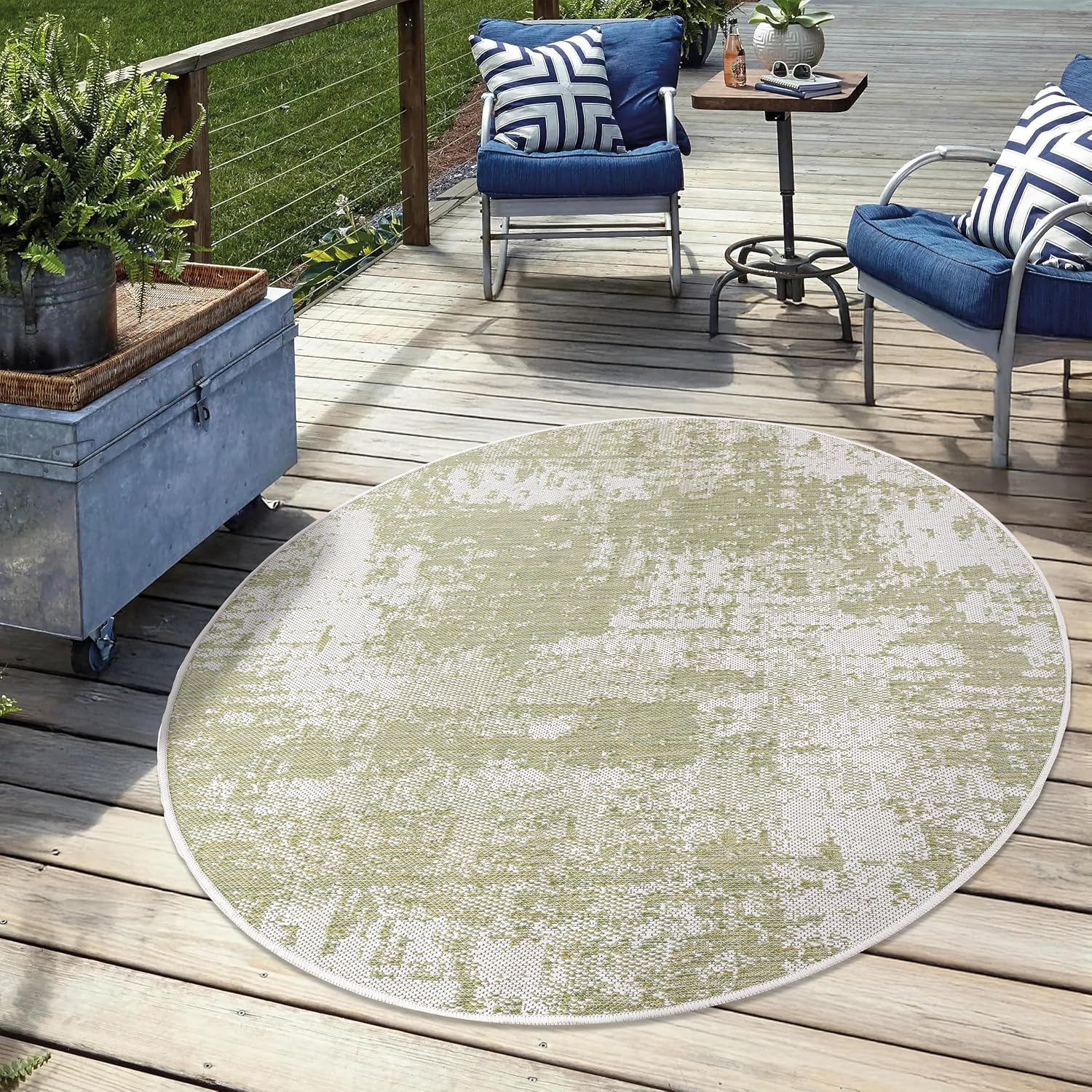 Keen Home Design Terrace Outdoor Round Rug - 5ft Washable Rug