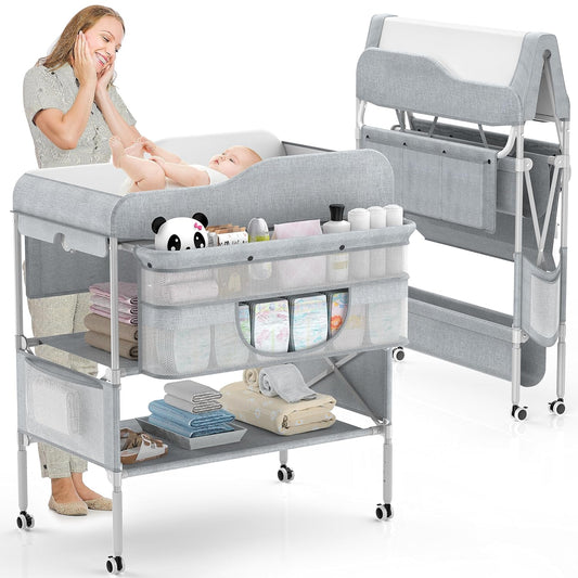 Portable Baby Changing Table with Adjustable Height for Comfort