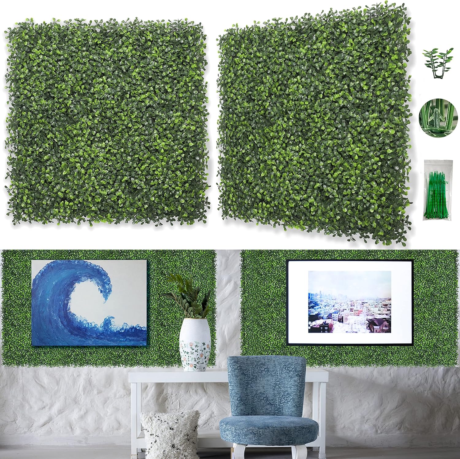 Bybeton Artificial Boxwood Grass Wall Panels for Privacy Decor
