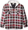 Men's Quilted Lined Flannel Shirt Jacket with Hood - Warm, Relaxed Fit