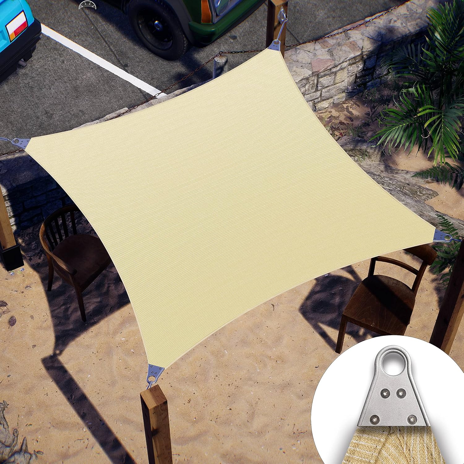 ColourTree Super Ring 19ft x 25ft Beige Customized Sun Shade Sail