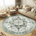 Round Area Rug 6ft Vintage Boho Circle Rug - Washable, Non-Slip
