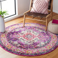 5 ft Round Violet & Fuchsia Boho Rug - Monaco Collection
