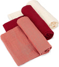 Muslin Swaddle Blankets Pack of 3 - Soft 100% Cotton Rose Set