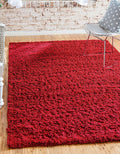 Unique Loom Solid Shag Area Rug Runner (2 ft 7 in x 10 ft) - Cherry