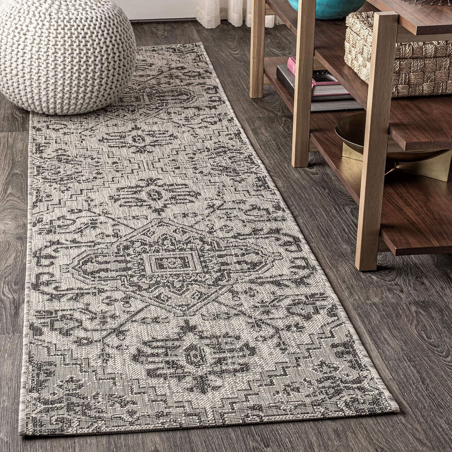 Boho Medallion Indoor Outdoor Runner Rug 2X8 for High Traffic