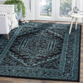 Adirondack Area Rug 4 ft Square Black & Teal - Durable, Non-Shedding