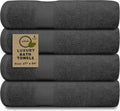 Luxury Cotton Bath Towels Set of 4 (27 x 54) - Grey, Super Soft