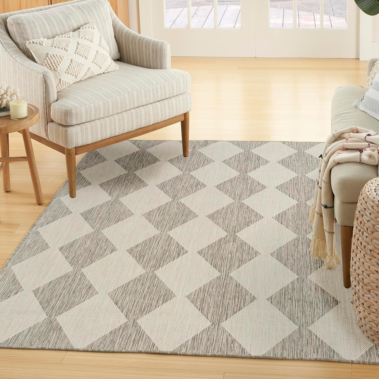 Nourison Home Positano Light Grey 4ft x 6ft Indoor/Outdoor Rug