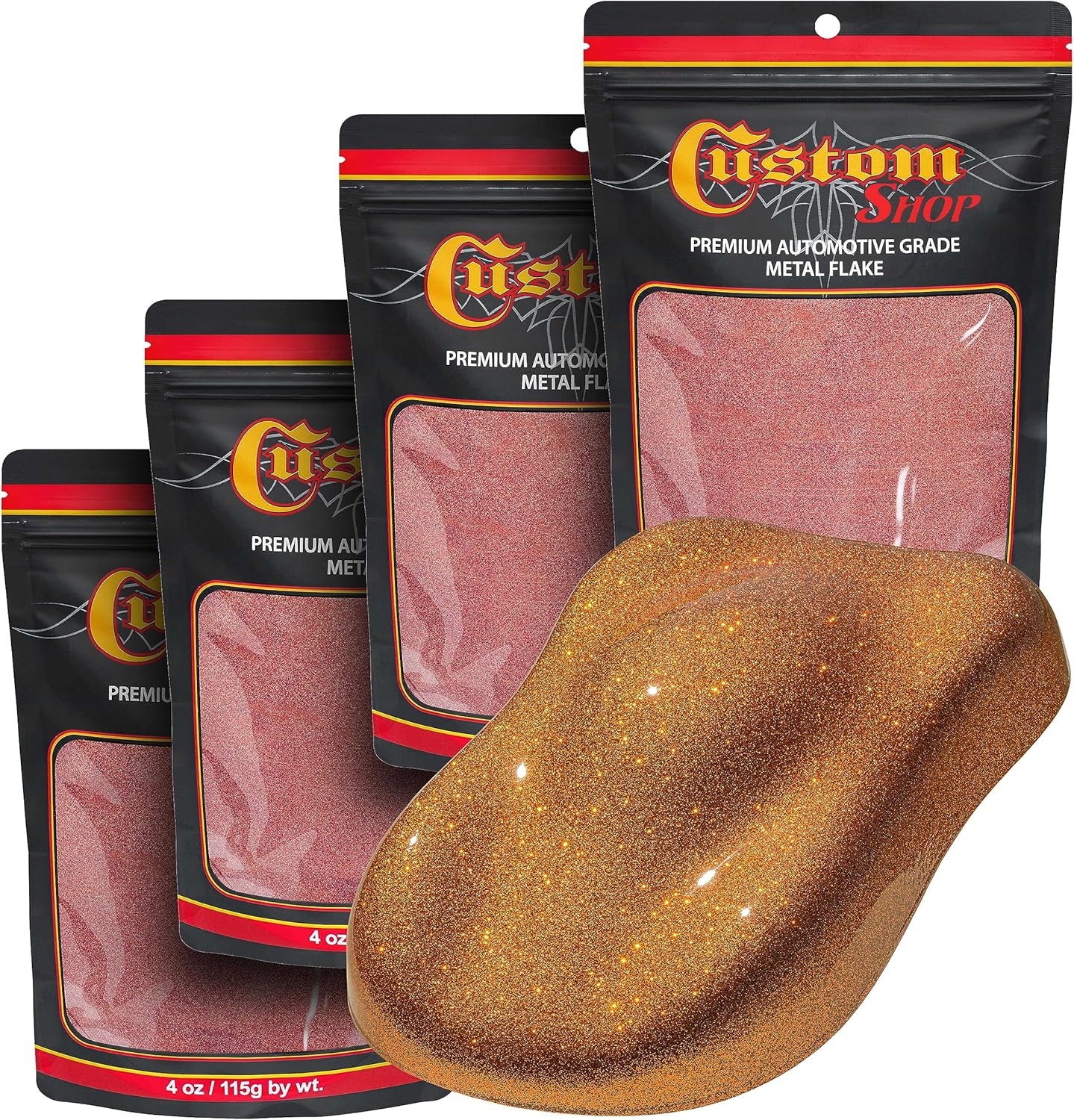 Custom Shop Metal Flake for Automotive Paint, Orange, 4oz Pack
